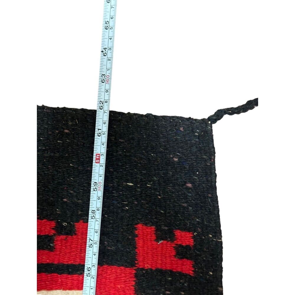 Vtg Southwestern Country Wool Area Rug Rare 62x30" Hand-loomed Rustic Aztec - Picture 4 of 9